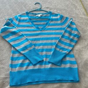 New York & Company Teal and Gray Knit Top